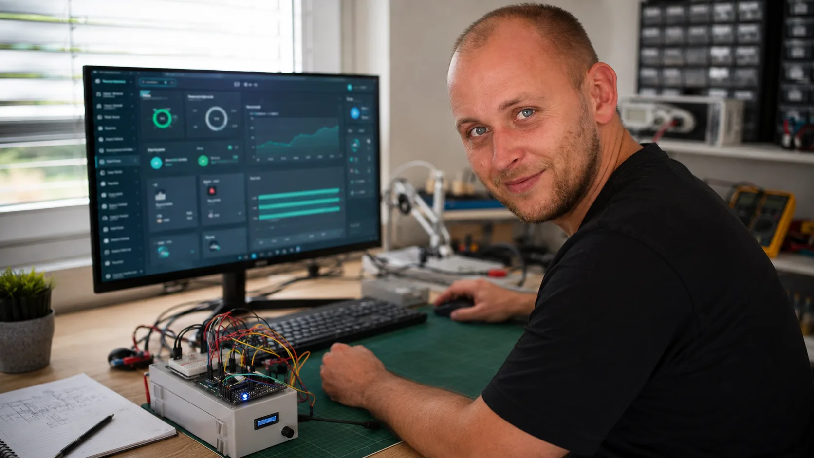 Roman Farkaš pri vývoji technickej aplikácie pre monitoring a správu zariadení